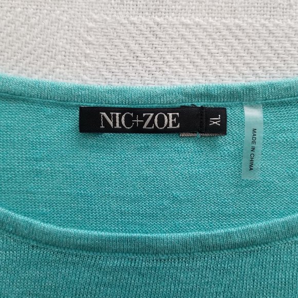 🌺HP🌺NIC+ZOE "Refreshing" Side Tie Aqua Top Size XL - Picture 3 of 7
